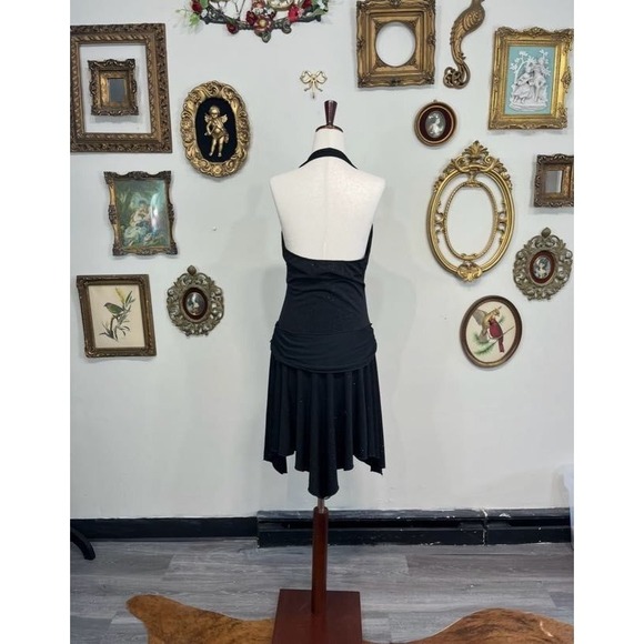 Vintage Y2K City Triangles Glitter Halter Handkerchief Dress - Picture 3 of 6